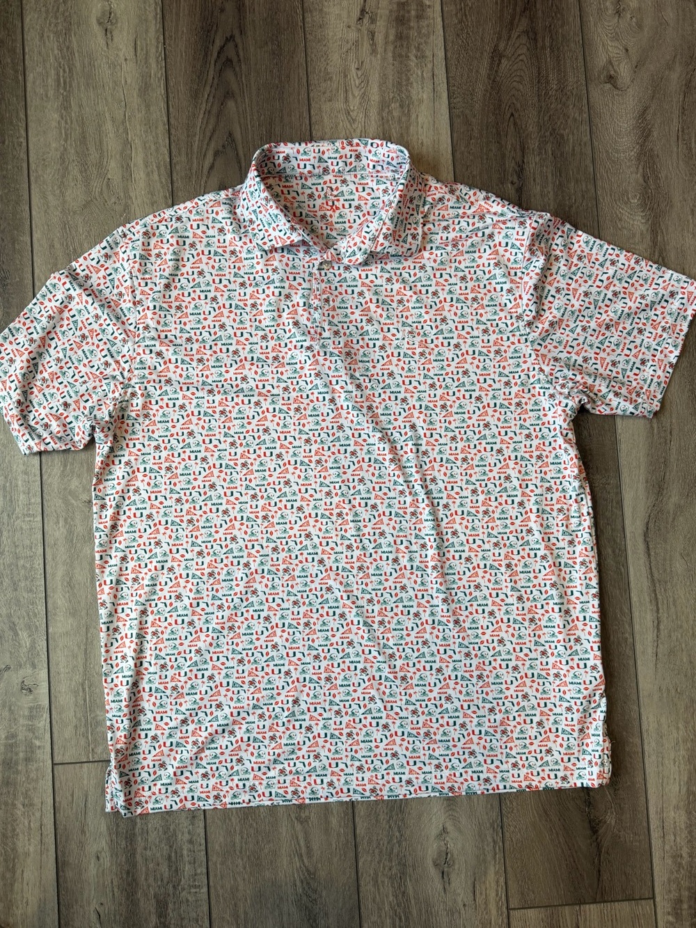 Rhoback Miami Hurricanes Polo Size XL- Tailgate/ Game Ready!